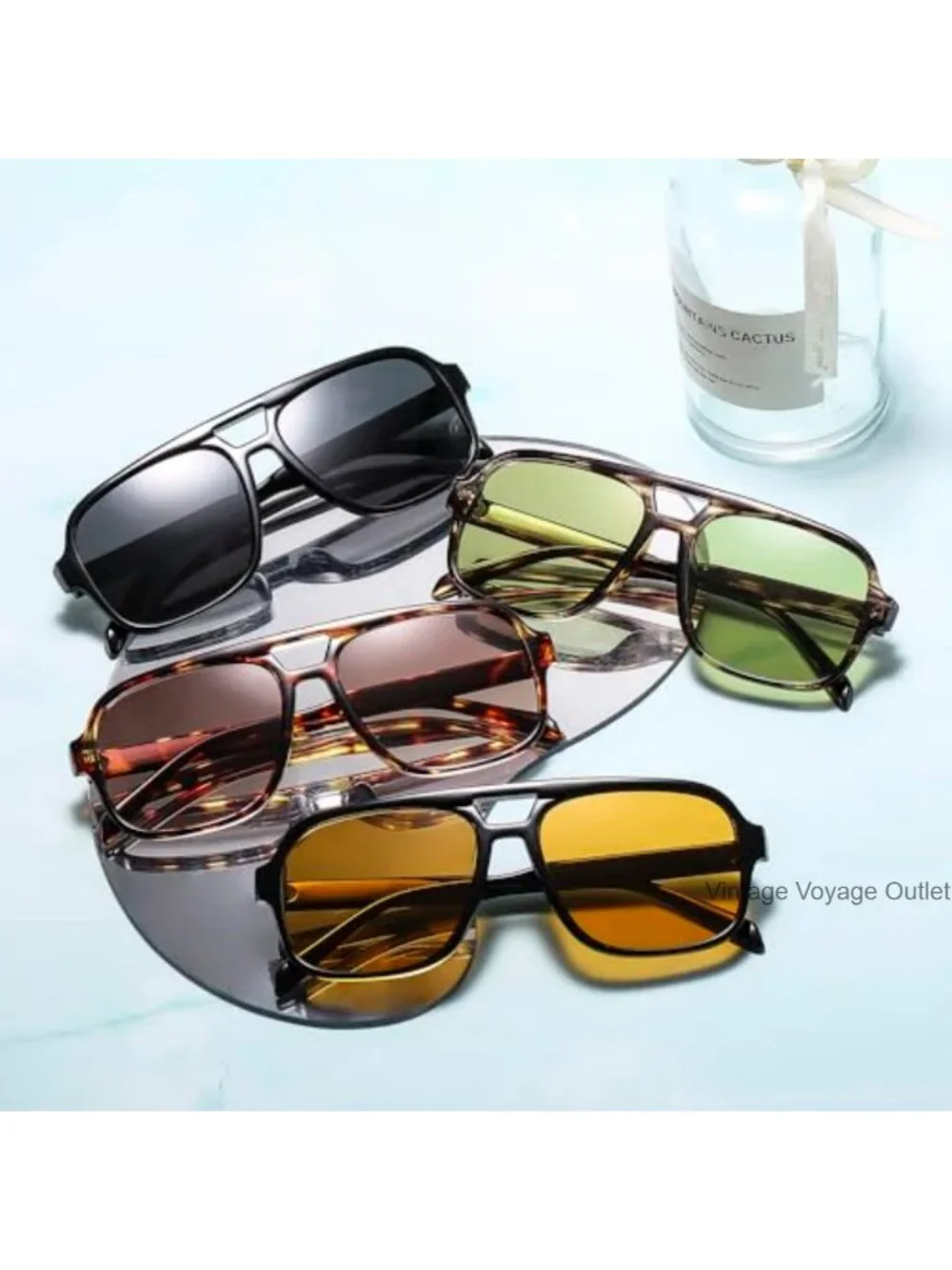 Retro 70s Square Aviator Sunglasses for Women Men Oversized Vintage Shades 4